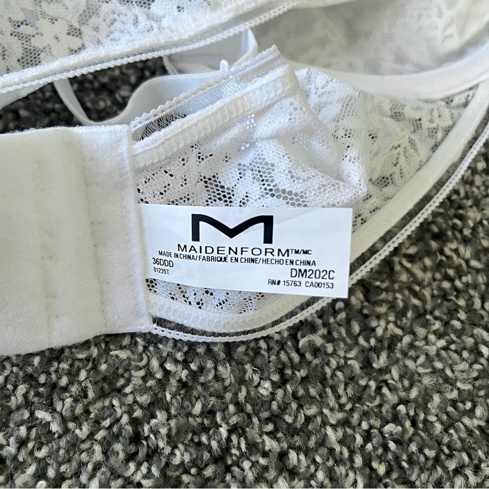 Maidenform White Floral Lace Underwire Bra Size 36DDD - Picture 4 of 4